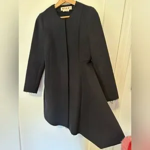 ジャケット・アウター MARNI Black Wool Collarless Coat Marni // Fall 2013 Black Wool Coat – VSP Consignment